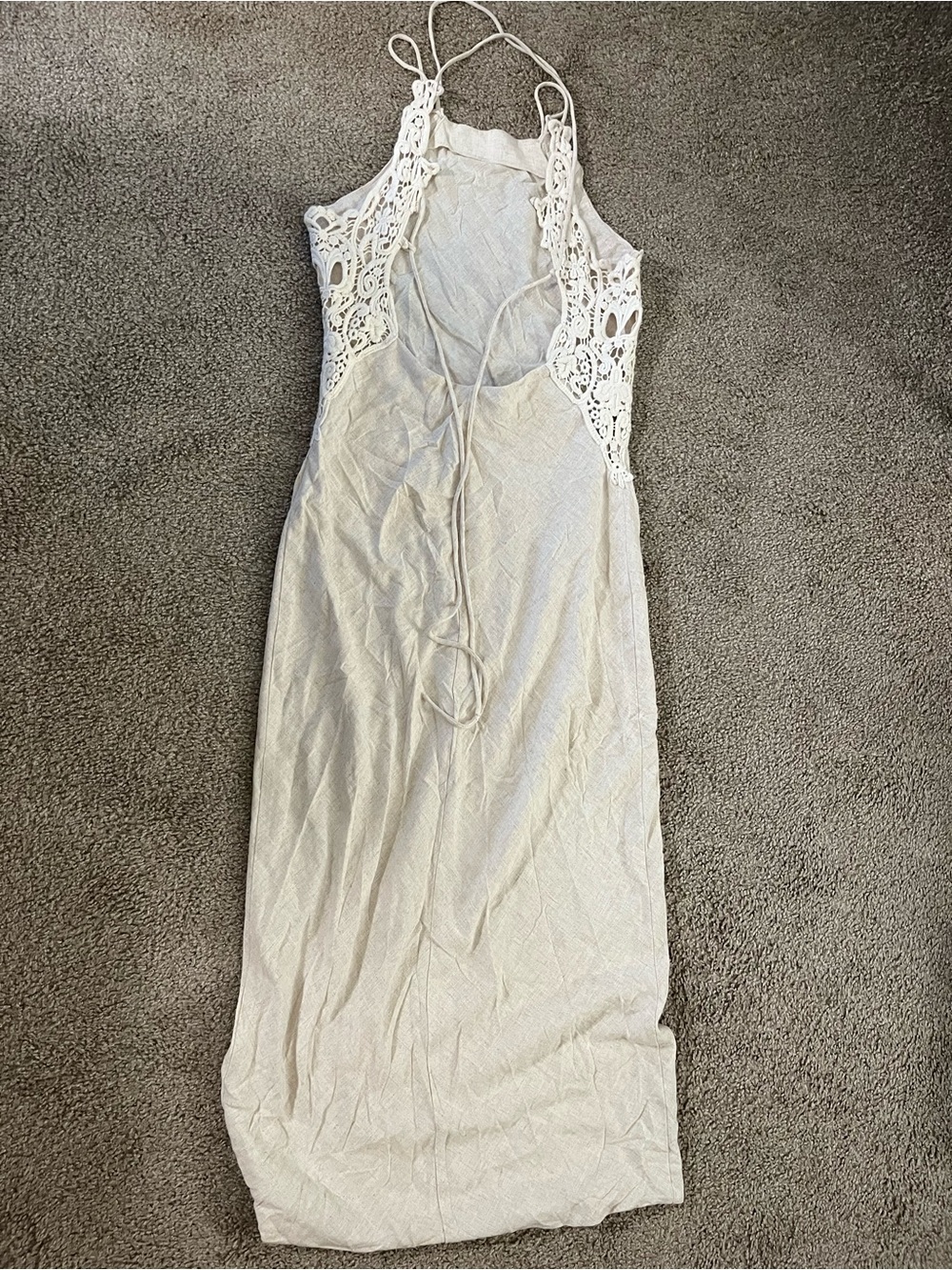 Zara Cream Crochet-Back Slip Dress - Picture 11 of 12